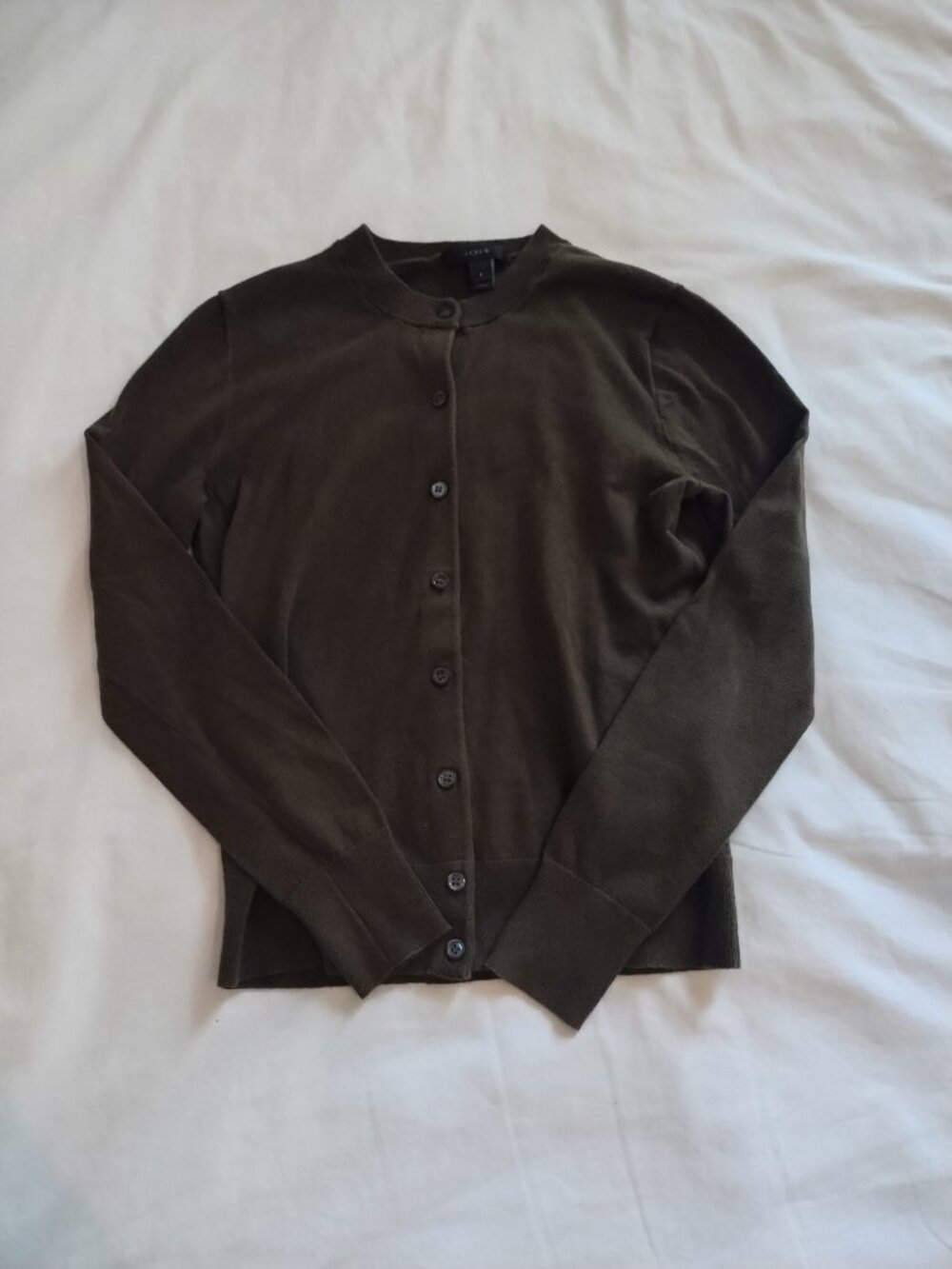 J. Crew Button Down Cardigan Dark Olive Green